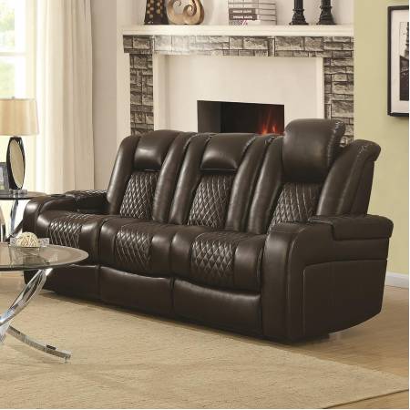 Delangelo Casual Power Reclining Sofa with Cup Holders, Storage Console and USB Port